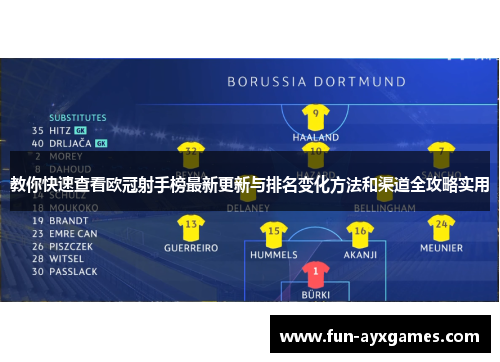 教你快速查看欧冠射手榜最新更新与排名变化方法和渠道全攻略实用 教你快速查看欧冠射手榜最新更新与排名变化方法和渠道全攻略实用